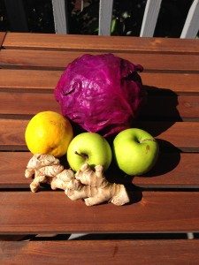 Ingredients for Apple ginger sauerkraut with oranges