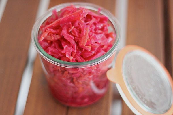 Carrot and Radish Sauerkraut recipe. Savory and packed with health benefits. Easy to make too! #sauerkraut #probiotic