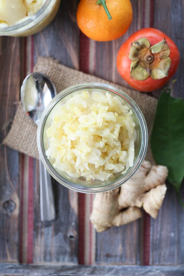 How to make ginger kraut and relieve an upset stomach. A simple recipe that will relieve digestive issues such as heartburn, gas, bloating and diarrhea.