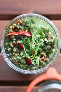 Pickled Skinny Asparagus Snacks. They are crisp, fresh, tangy, garlicky and have just a hint of hot pepper and make super yummy snacks.