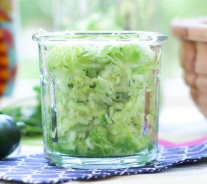 Jalapeño Cilantro Sauerkraut recipe is bursting with flavor. The jalapeños, cilantro, garlic and onion make this sauerkraut taste like a green salsa.