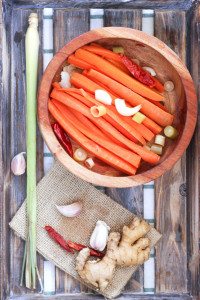 Gingery, sour, light lemongrass flavor and spicy, but still crunchy and sweet in the middle. Pickled Thai Carrot Sticks are healthy, delicious, are a great snack and simple to make.