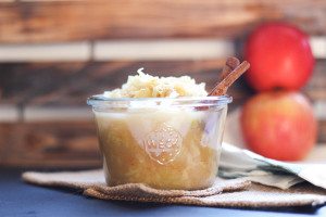 Apple Spice Sauerkraut recipe. Sweet apples, cinnamon, cloves, ginger and cabbage are combined to create your favorite fall flavors in a healing food.