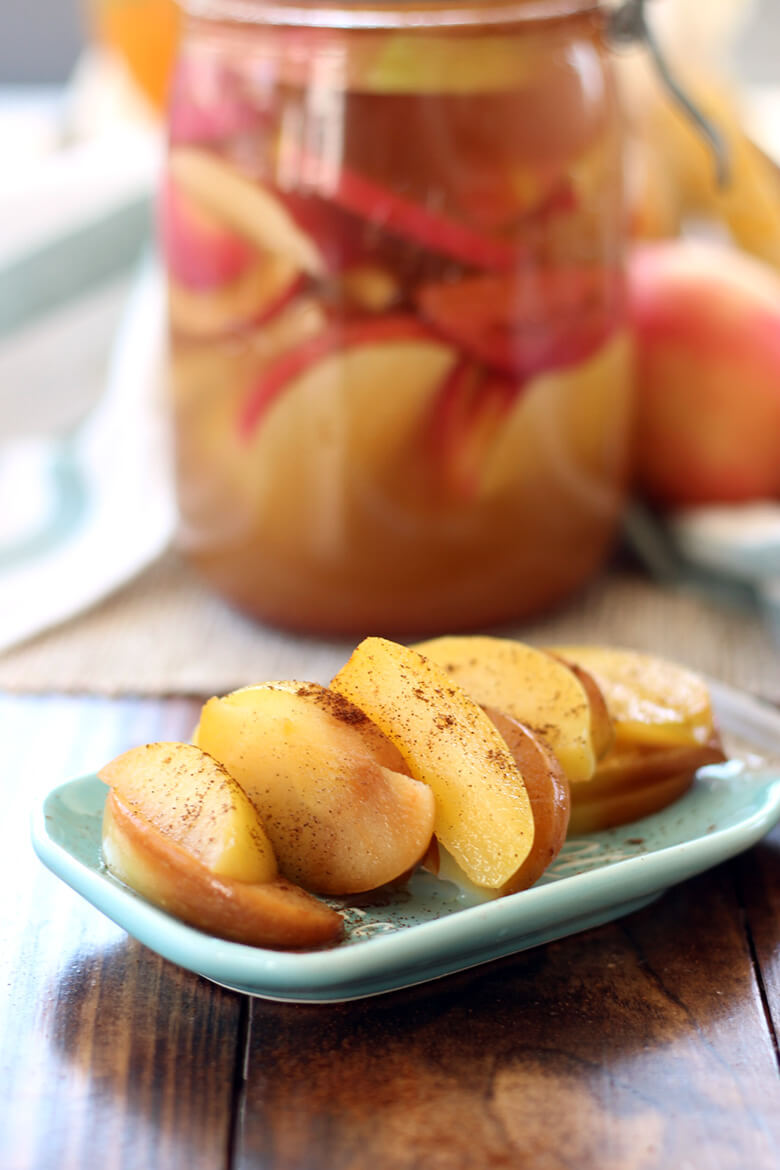 Warm cinnamon, fresh ginger and sweet, juicy apples are fermented for two days to make Spiced Probiotic Apples. Great as a snack or added to smoothies.