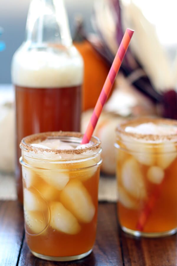 Warm spices, cinnamon, ginger, roasted chicory, cloves, and nutmeg with hints of pumpkin make my Sweet Harvest Pumpkin Kombucha taste like pumpkin cider.