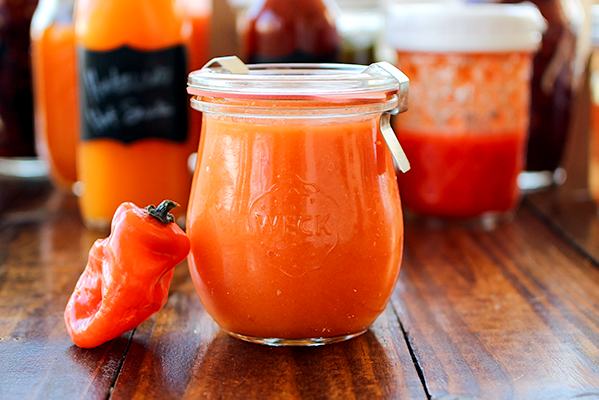 Habanero peppers, bell peppers and garlic are fermented in saltwater to create a spicy, Habanero Hot Sauce that's rich in flavor and packs some heat.